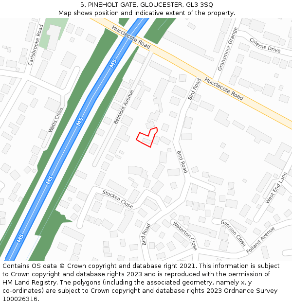 5, PINEHOLT GATE, GLOUCESTER, GL3 3SQ: Location map and indicative extent of plot