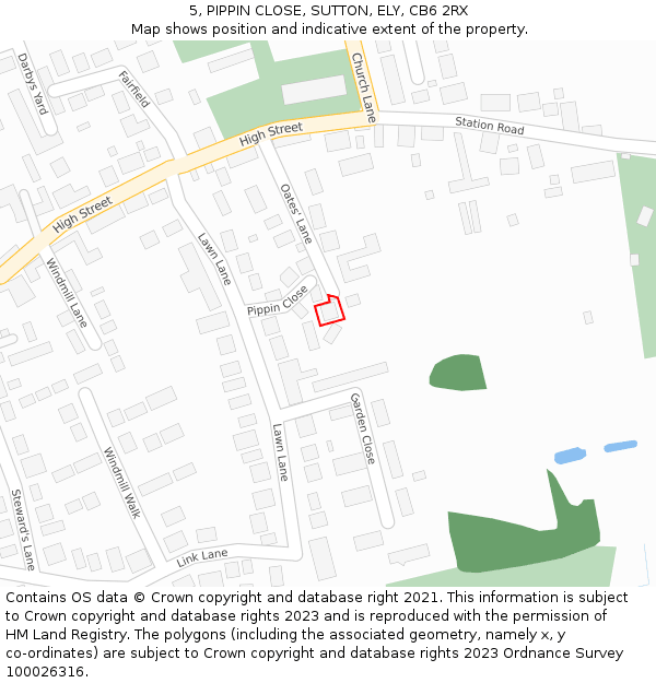 5, PIPPIN CLOSE, SUTTON, ELY, CB6 2RX: Location map and indicative extent of plot