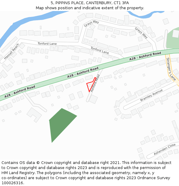 5, PIPPINS PLACE, CANTERBURY, CT1 3FA: Location map and indicative extent of plot