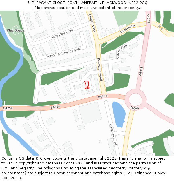 5, PLEASANT CLOSE, PONTLLANFRAITH, BLACKWOOD, NP12 2GQ: Location map and indicative extent of plot
