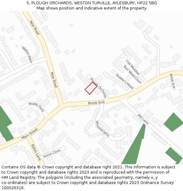 5, PLOUGH ORCHARDS, WESTON TURVILLE, AYLESBURY, HP22 5BG: Location map and indicative extent of plot