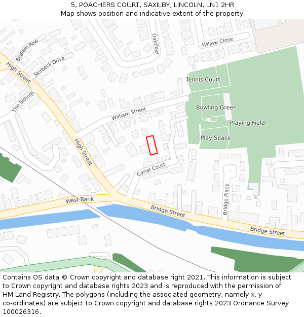 5, POACHERS COURT, SAXILBY, LINCOLN, LN1 2HR: Location map and indicative extent of plot