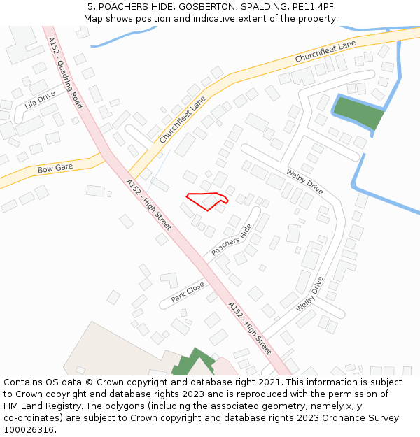 5, POACHERS HIDE, GOSBERTON, SPALDING, PE11 4PF: Location map and indicative extent of plot