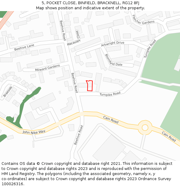 5, POCKET CLOSE, BINFIELD, BRACKNELL, RG12 8FJ: Location map and indicative extent of plot