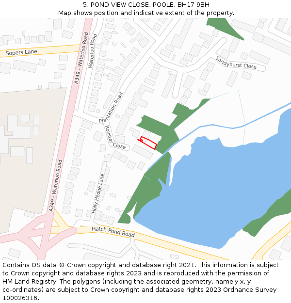 5, POND VIEW CLOSE, POOLE, BH17 9BH: Location map and indicative extent of plot