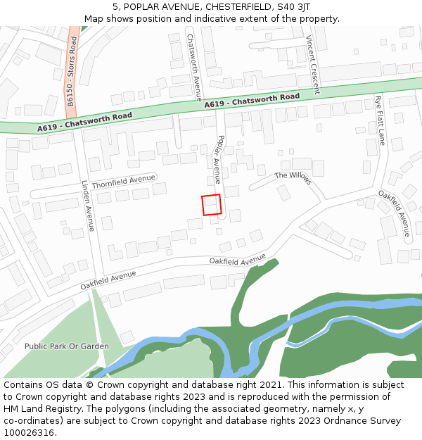 5, POPLAR AVENUE, CHESTERFIELD, S40 3JT: Location map and indicative extent of plot