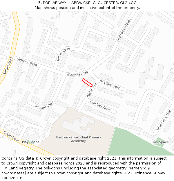 5, POPLAR WAY, HARDWICKE, GLOUCESTER, GL2 4QG: Location map and indicative extent of plot