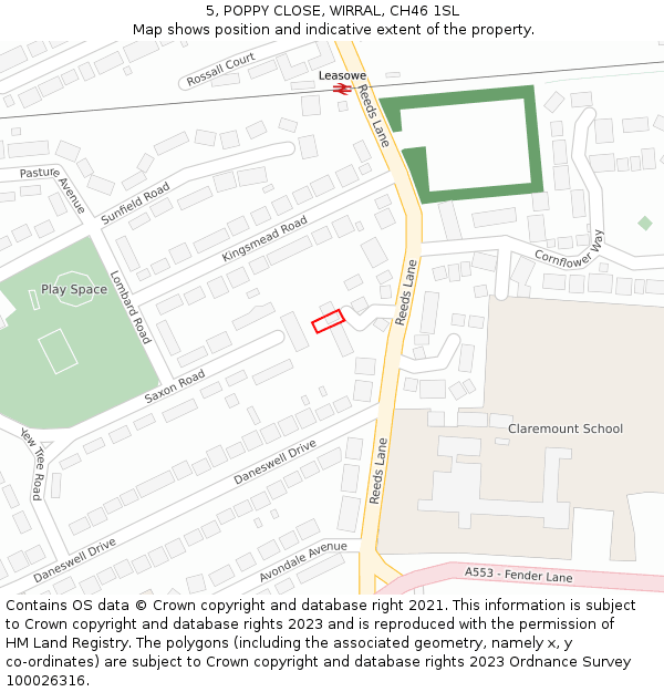 5, POPPY CLOSE, WIRRAL, CH46 1SL: Location map and indicative extent of plot