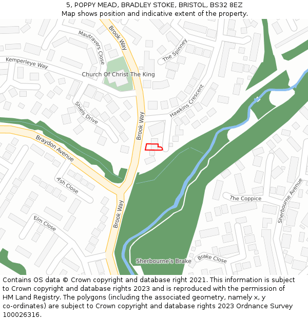 5, POPPY MEAD, BRADLEY STOKE, BRISTOL, BS32 8EZ: Location map and indicative extent of plot