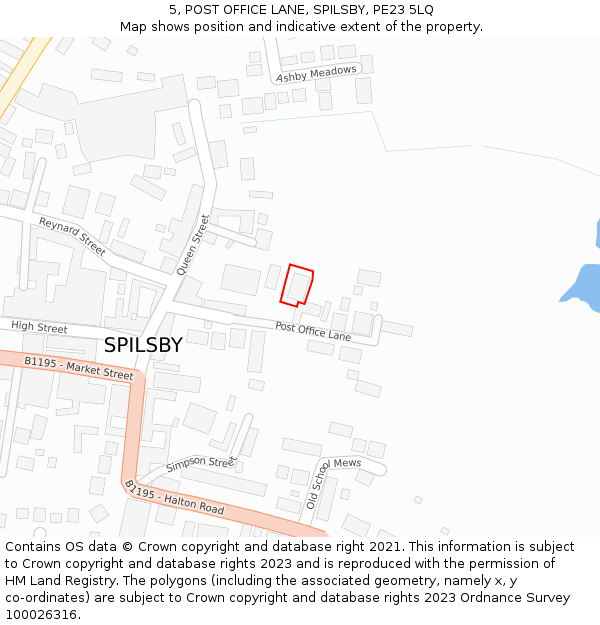 5, POST OFFICE LANE, SPILSBY, PE23 5LQ: Location map and indicative extent of plot