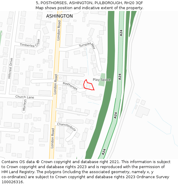 5, POSTHORSES, ASHINGTON, PULBOROUGH, RH20 3QF: Location map and indicative extent of plot