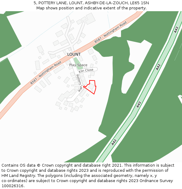 5, POTTERY LANE, LOUNT, ASHBY-DE-LA-ZOUCH, LE65 1SN: Location map and indicative extent of plot
