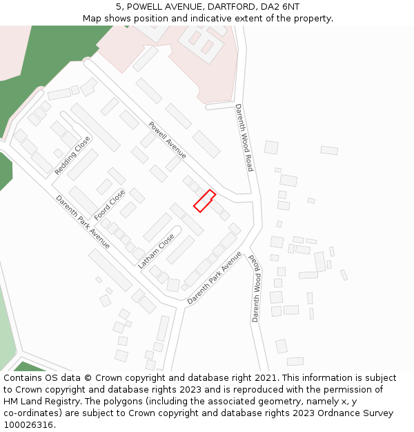 5, POWELL AVENUE, DARTFORD, DA2 6NT: Location map and indicative extent of plot