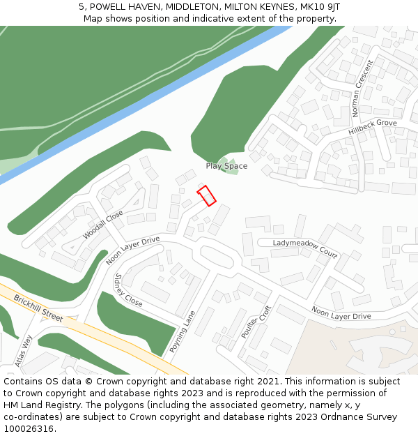 5, POWELL HAVEN, MIDDLETON, MILTON KEYNES, MK10 9JT: Location map and indicative extent of plot