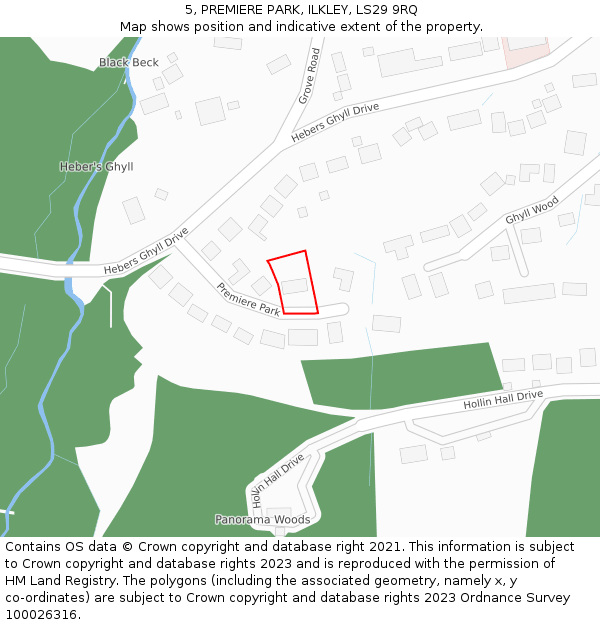 5, PREMIERE PARK, ILKLEY, LS29 9RQ: Location map and indicative extent of plot