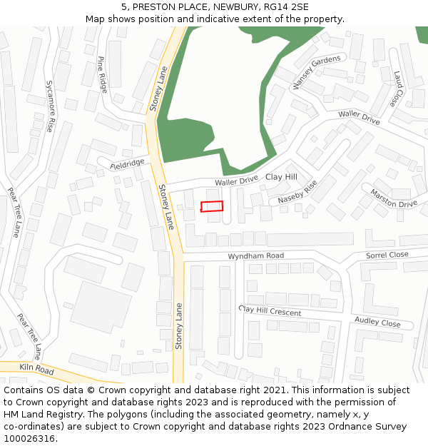 5, PRESTON PLACE, NEWBURY, RG14 2SE: Location map and indicative extent of plot