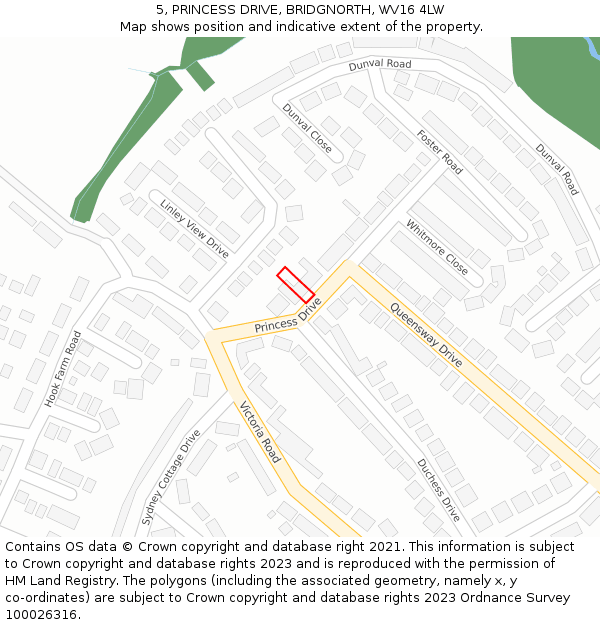5, PRINCESS DRIVE, BRIDGNORTH, WV16 4LW: Location map and indicative extent of plot