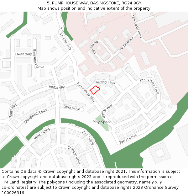 5, PUMPHOUSE WAY, BASINGSTOKE, RG24 9GY: Location map and indicative extent of plot