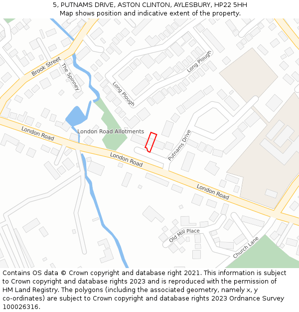 5, PUTNAMS DRIVE, ASTON CLINTON, AYLESBURY, HP22 5HH: Location map and indicative extent of plot