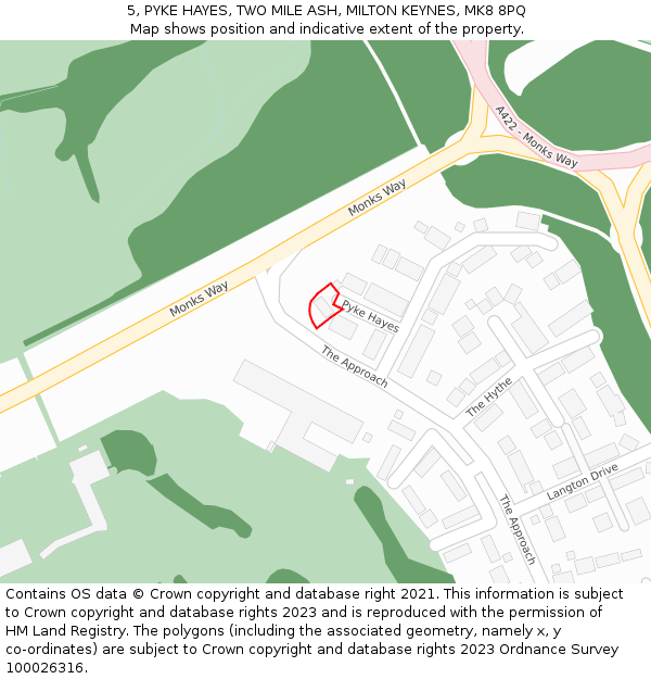 5, PYKE HAYES, TWO MILE ASH, MILTON KEYNES, MK8 8PQ: Location map and indicative extent of plot