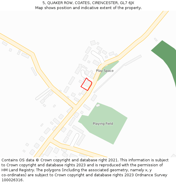 5, QUAKER ROW, COATES, CIRENCESTER, GL7 6JX: Location map and indicative extent of plot