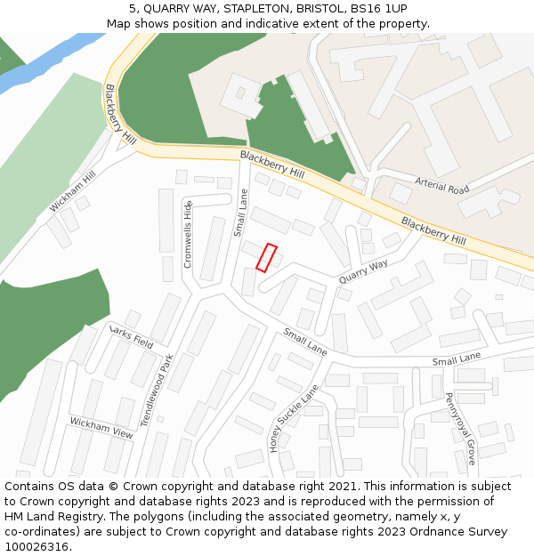 5, QUARRY WAY, STAPLETON, BRISTOL, BS16 1UP: Location map and indicative extent of plot