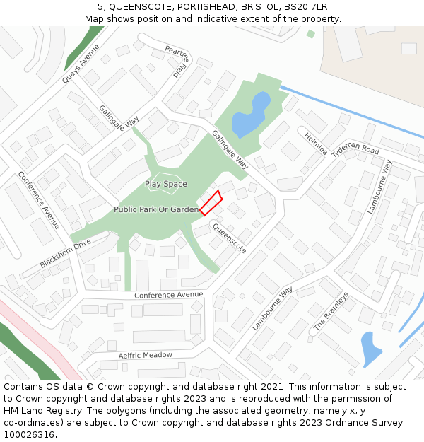 5, QUEENSCOTE, PORTISHEAD, BRISTOL, BS20 7LR: Location map and indicative extent of plot