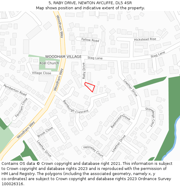 5, RABY DRIVE, NEWTON AYCLIFFE, DL5 4SR: Location map and indicative extent of plot