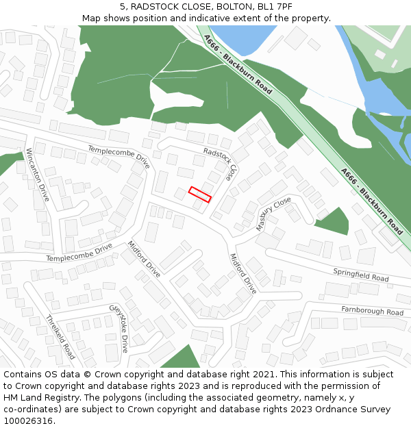 5, RADSTOCK CLOSE, BOLTON, BL1 7PF: Location map and indicative extent of plot
