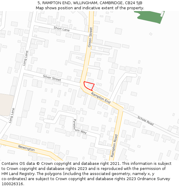 5, RAMPTON END, WILLINGHAM, CAMBRIDGE, CB24 5JB: Location map and indicative extent of plot