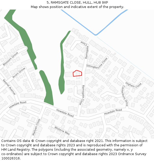 5, RAMSGATE CLOSE, HULL, HU8 9XP: Location map and indicative extent of plot