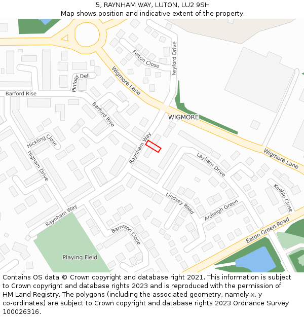 5, RAYNHAM WAY, LUTON, LU2 9SH: Location map and indicative extent of plot