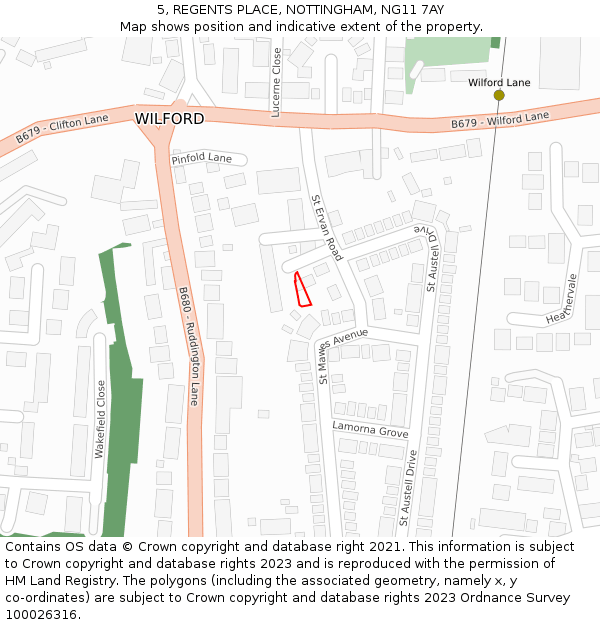 5, REGENTS PLACE, NOTTINGHAM, NG11 7AY: Location map and indicative extent of plot