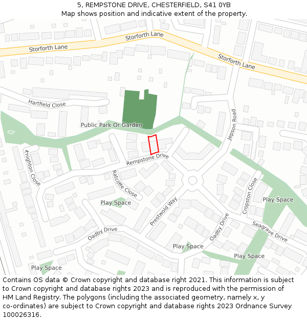 5, REMPSTONE DRIVE, CHESTERFIELD, S41 0YB: Location map and indicative extent of plot