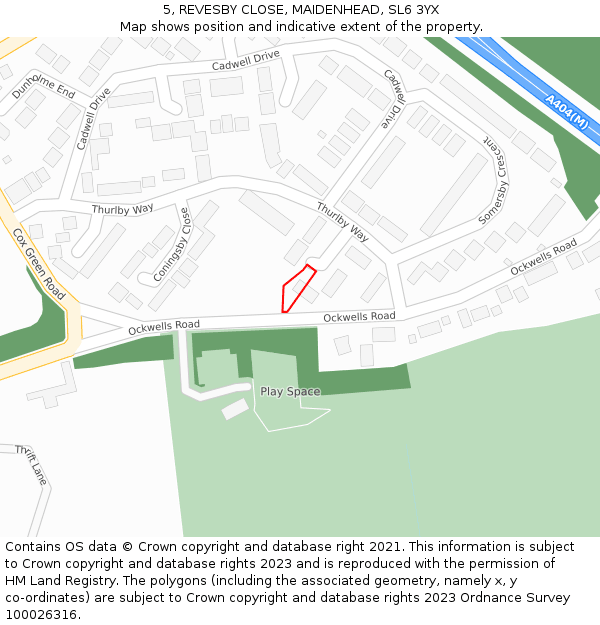 5, REVESBY CLOSE, MAIDENHEAD, SL6 3YX: Location map and indicative extent of plot