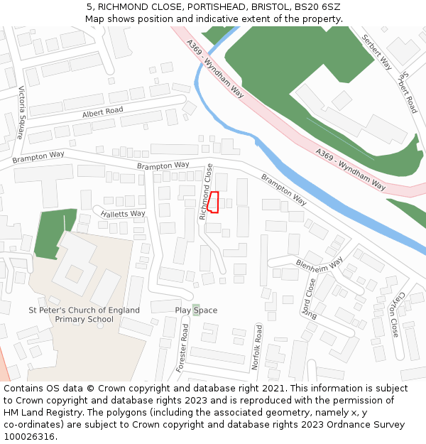 5, RICHMOND CLOSE, PORTISHEAD, BRISTOL, BS20 6SZ: Location map and indicative extent of plot