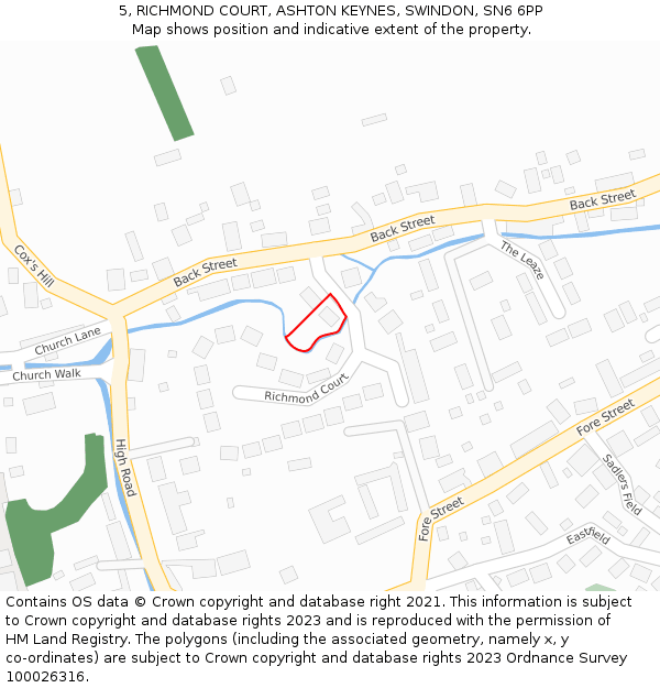 5, RICHMOND COURT, ASHTON KEYNES, SWINDON, SN6 6PP: Location map and indicative extent of plot