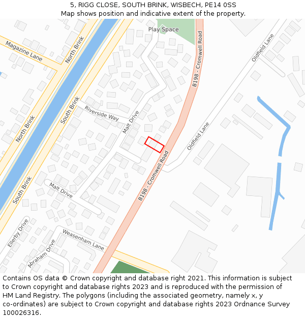 5, RIGG CLOSE, SOUTH BRINK, WISBECH, PE14 0SS: Location map and indicative extent of plot