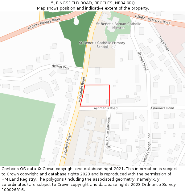 5, RINGSFIELD ROAD, BECCLES, NR34 9PQ: Location map and indicative extent of plot