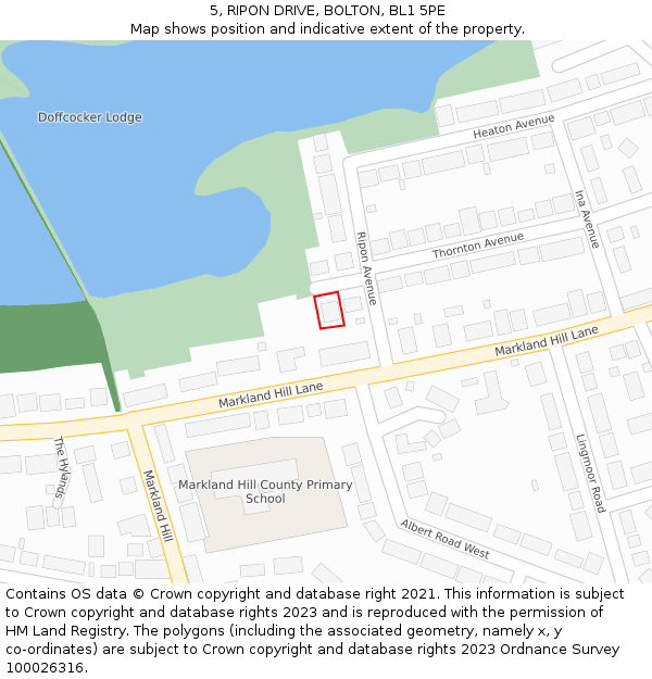 5, RIPON DRIVE, BOLTON, BL1 5PE: Location map and indicative extent of plot