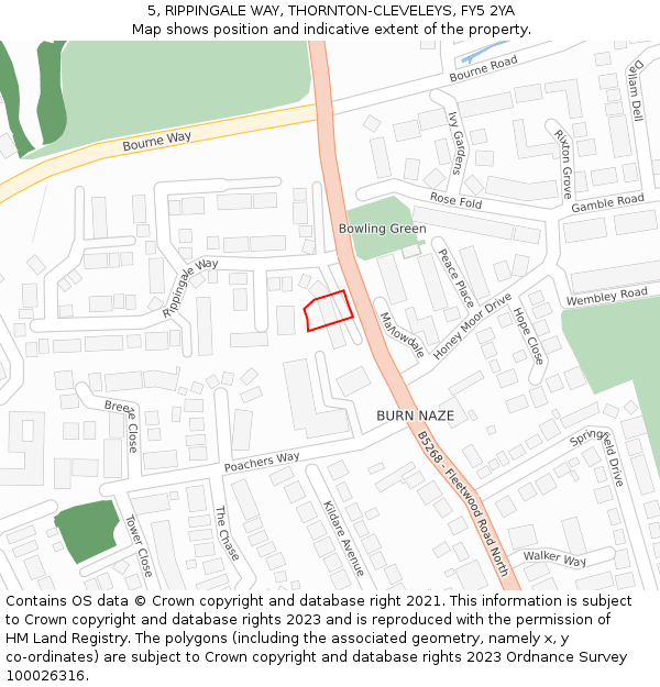 5, RIPPINGALE WAY, THORNTON-CLEVELEYS, FY5 2YA: Location map and indicative extent of plot