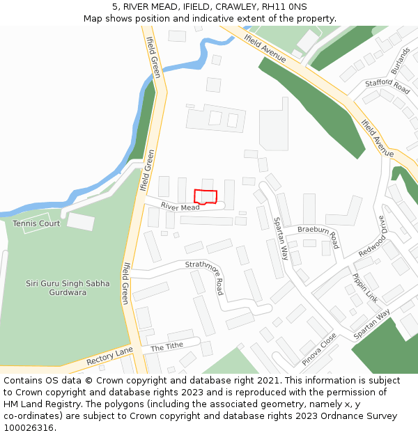 5, RIVER MEAD, IFIELD, CRAWLEY, RH11 0NS: Location map and indicative extent of plot