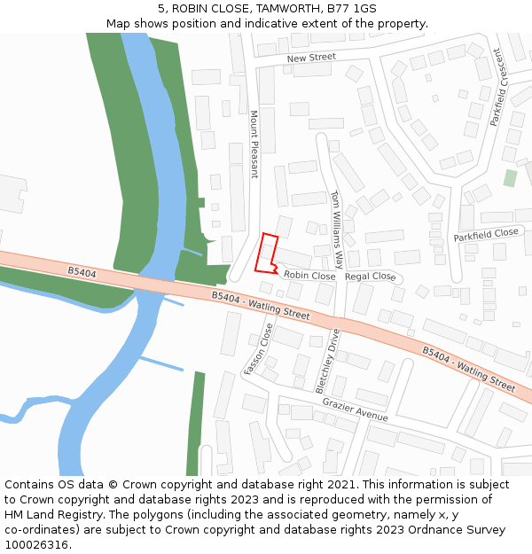 5, ROBIN CLOSE, TAMWORTH, B77 1GS: Location map and indicative extent of plot