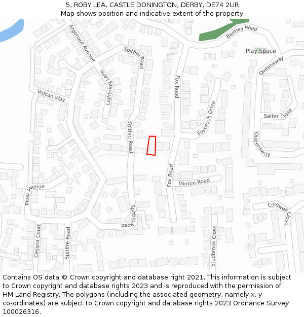 5, ROBY LEA, CASTLE DONINGTON, DERBY, DE74 2UR: Location map and indicative extent of plot