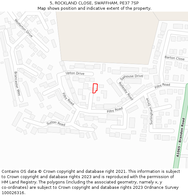 5, ROCKLAND CLOSE, SWAFFHAM, PE37 7SP: Location map and indicative extent of plot