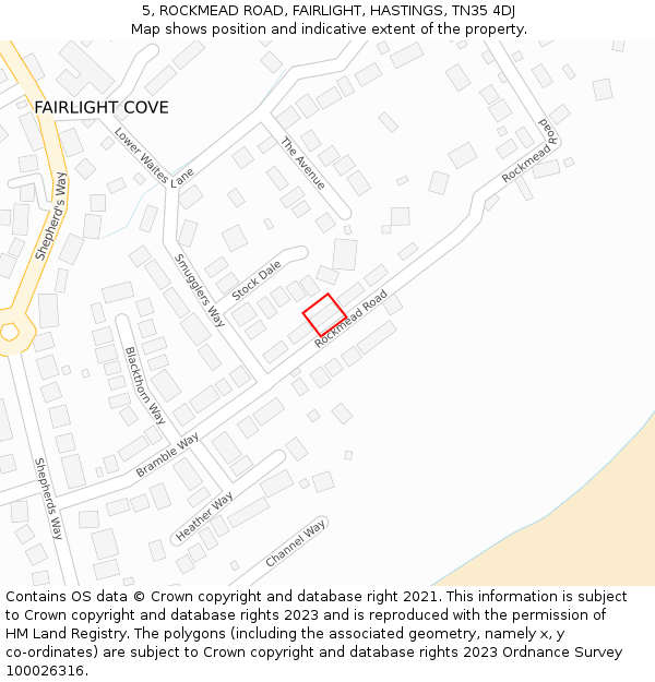 5, ROCKMEAD ROAD, FAIRLIGHT, HASTINGS, TN35 4DJ: Location map and indicative extent of plot