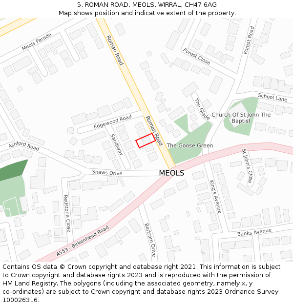 5, ROMAN ROAD, MEOLS, WIRRAL, CH47 6AG: Location map and indicative extent of plot