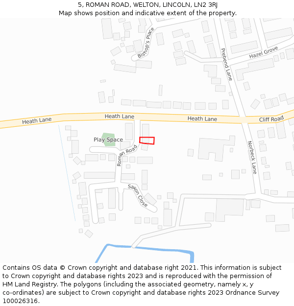 5, ROMAN ROAD, WELTON, LINCOLN, LN2 3RJ: Location map and indicative extent of plot