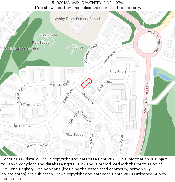 5, ROMAN WAY, DAVENTRY, NN11 0RW: Location map and indicative extent of plot