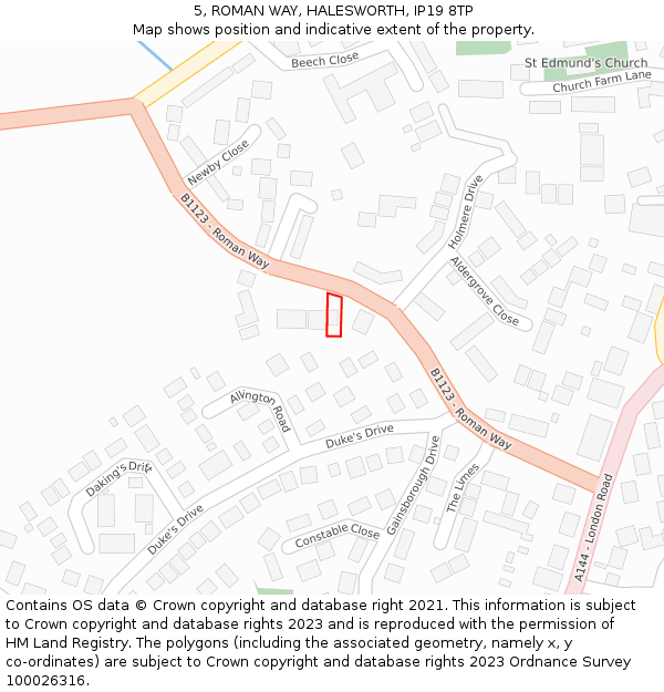 5, ROMAN WAY, HALESWORTH, IP19 8TP: Location map and indicative extent of plot